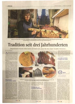 Tradition seit 3 Jahrhunderten. die Cellesche Zeitung berichtet über die Werkstatt und Familientradition der Geigenbau- Familie Uebel
